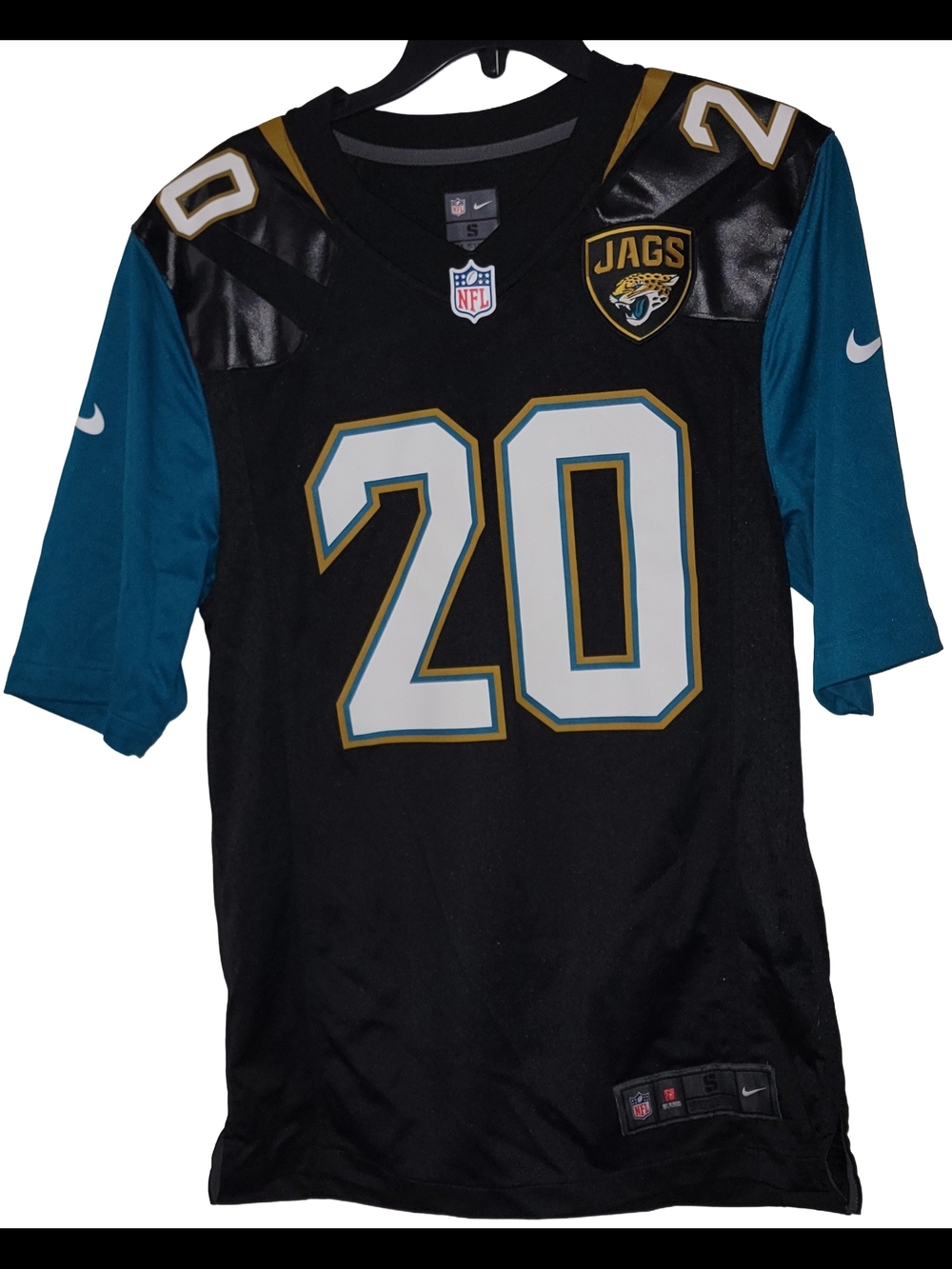 NIKE Black & Teal Jacksonville Jaguars #20 Men's Jersey Size S